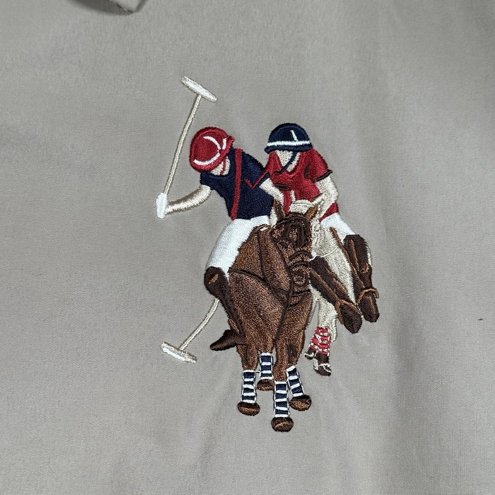 US Polo Assn Khaki‎ Harrington Jacket Mens XXL Full Zip Lined Golf Embroidered - Picture 3 of 7
